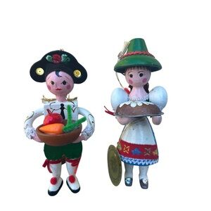 2 Vintage Sears Around The World Christmas Ornaments, Austria & Spain